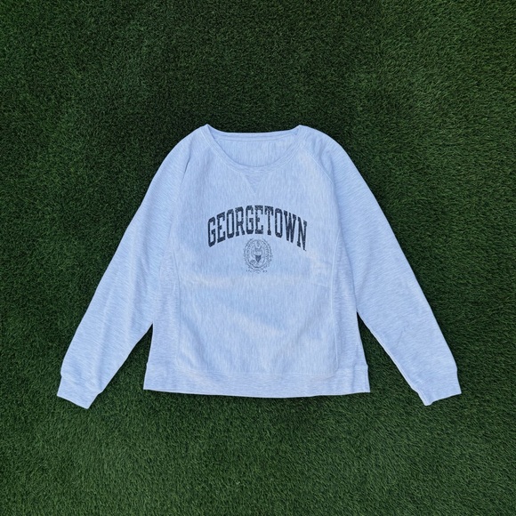 Champion Tops - Champion Georgetown University Women's Sweatshirt Pullover Grey/Navy Size L/M